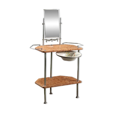Coiffeuse ancienne en métal et marbre avec miroir, Italie, XXe siècle
