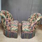 Pair of upholstered toad armchairs