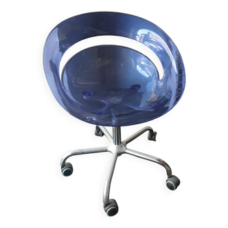 Blue crystal adjustable designer armchairs with casters