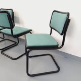 Set of 4 vintage Marcel Breuer Cesca B32 Bauhaus style chairs in black metal, black wood and v fabric