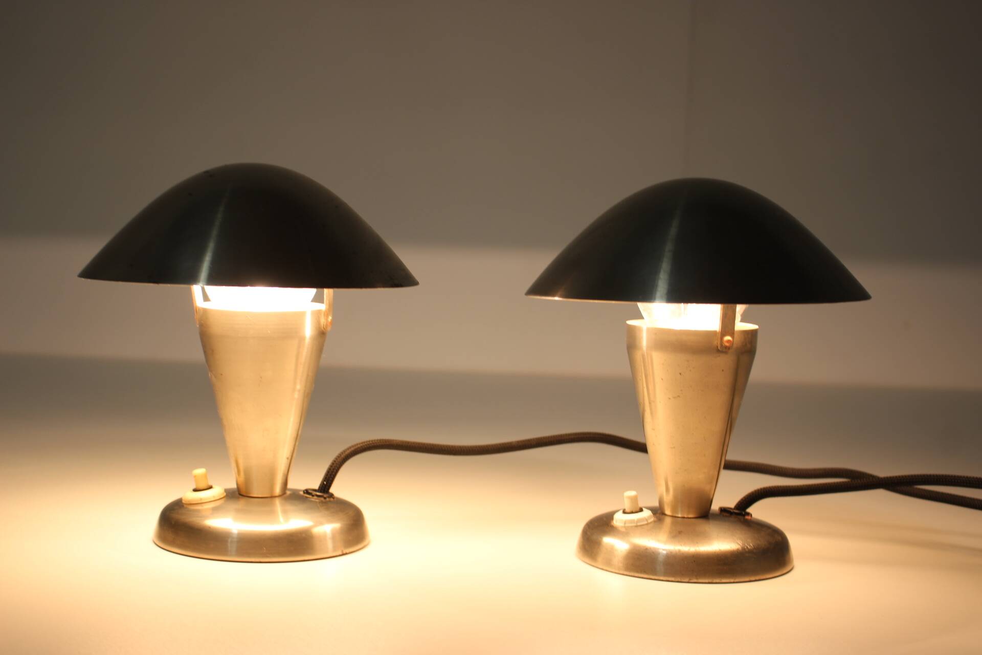 1930s Pair of  Chrome Plated Bauhaus Lamps, Czechoslovakia