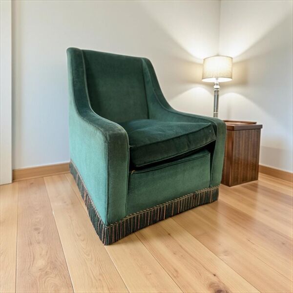 Fauteuil vintage turquoise avec franges