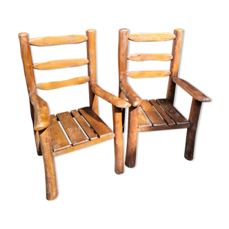 Pair of brutalist armchairs