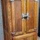 Large Prestcold brand bar fridge or store cooler in oak