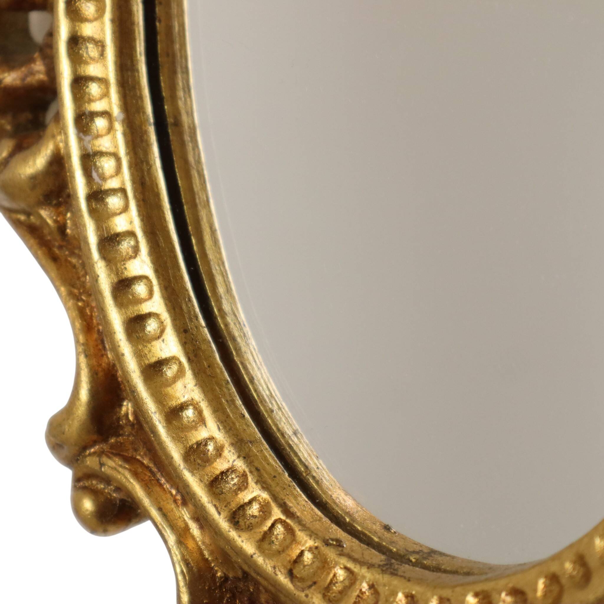 Small French Crested Mirror, Gold Leaf Gilt, Baroque Style, 35 cm