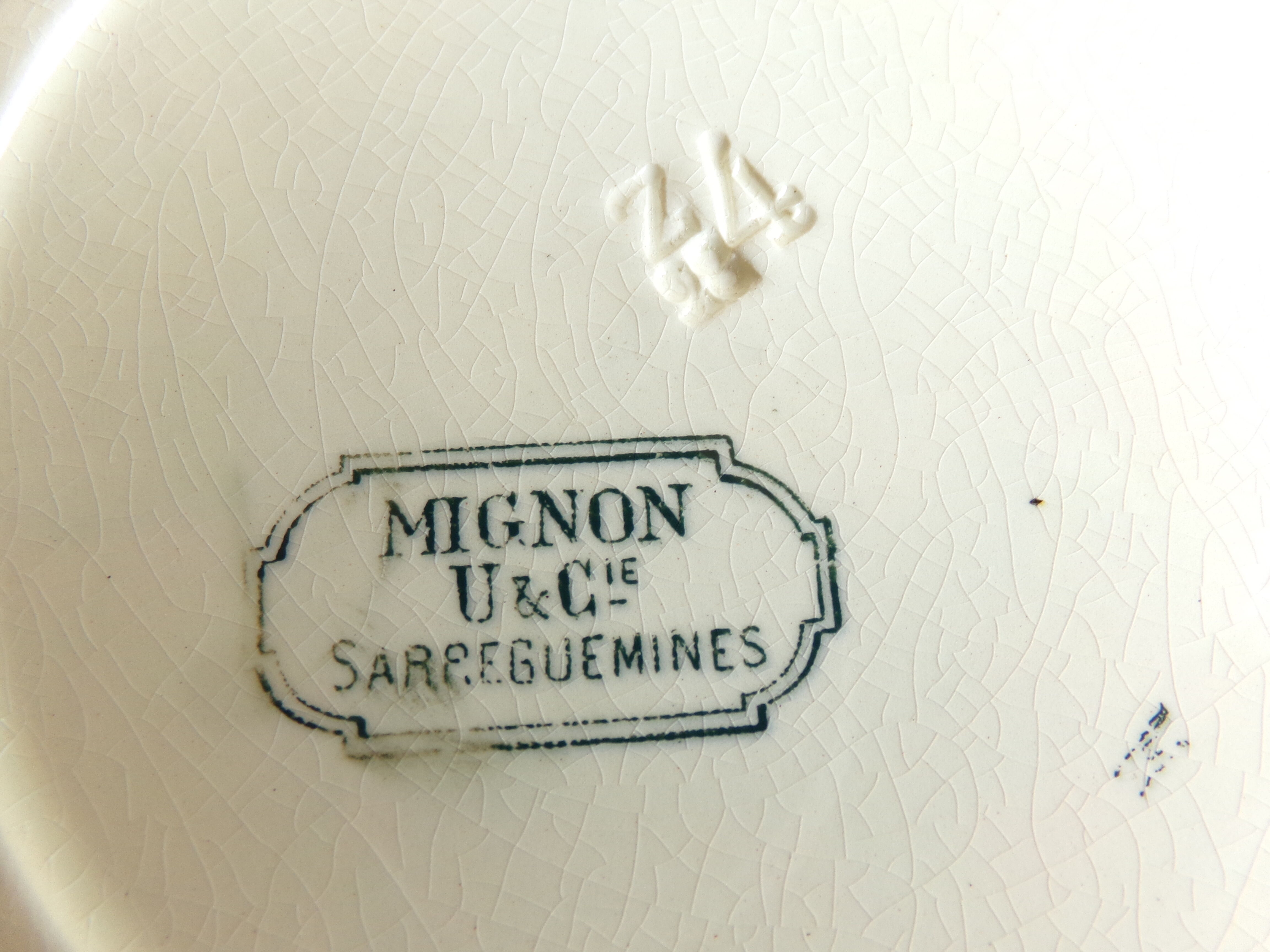 4 hollow plates model "Mignon" Sarreguemines