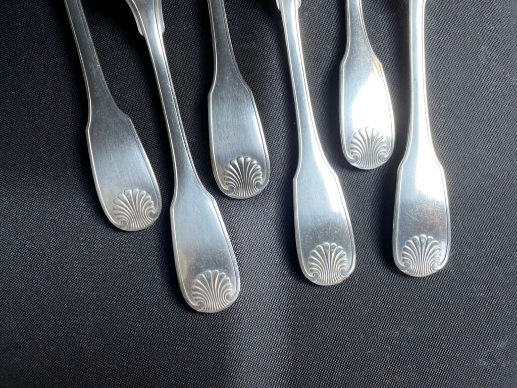 6 Christofle silver silver metal salad or dessert forks model Vendôme/Arcantia before 1983