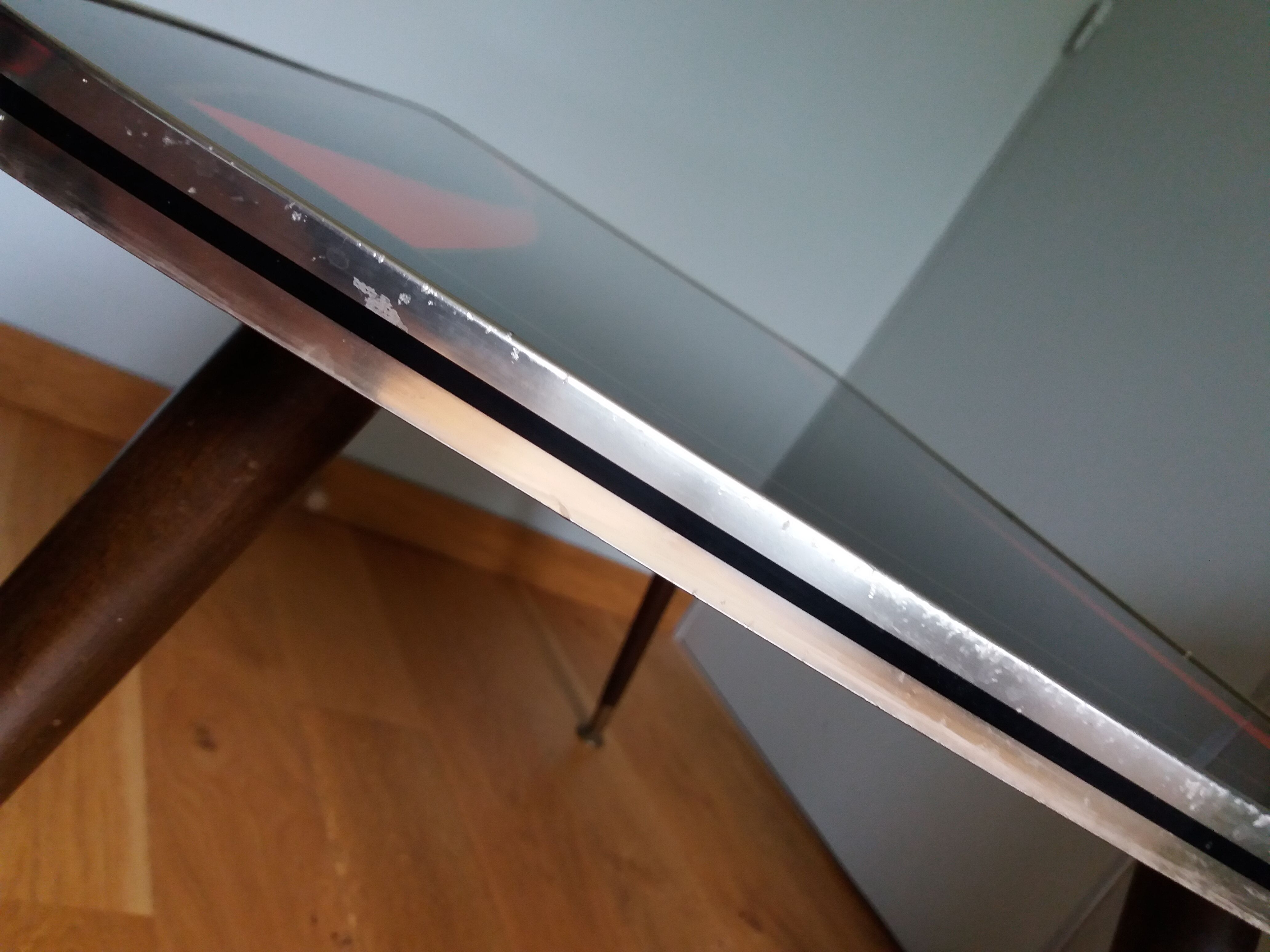 Coffee table formica tapered compass legs