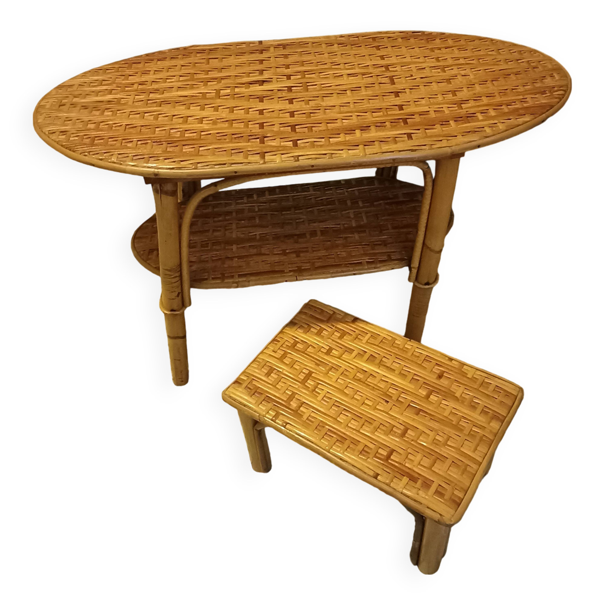 Rattan and wicker table set