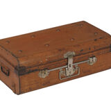 Trunk travel indian metal brown victorian period patina and piece of origin 71x41x26cm