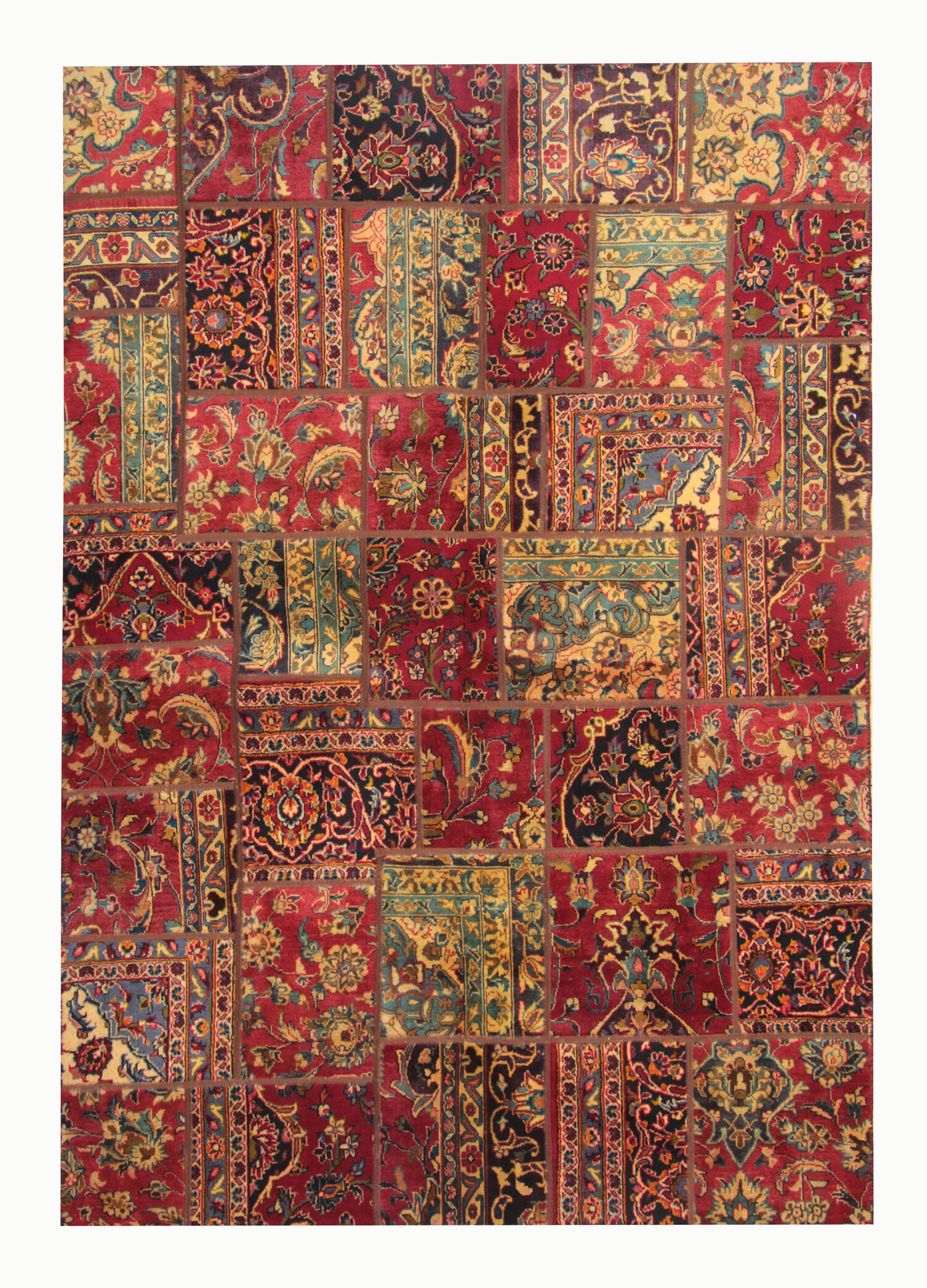 Vintage persian patchwork rug handwoven oriental wool living area rug- 179x245cm