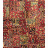 Vintage persian patchwork rug handwoven oriental wool living area rug- 179x245cm