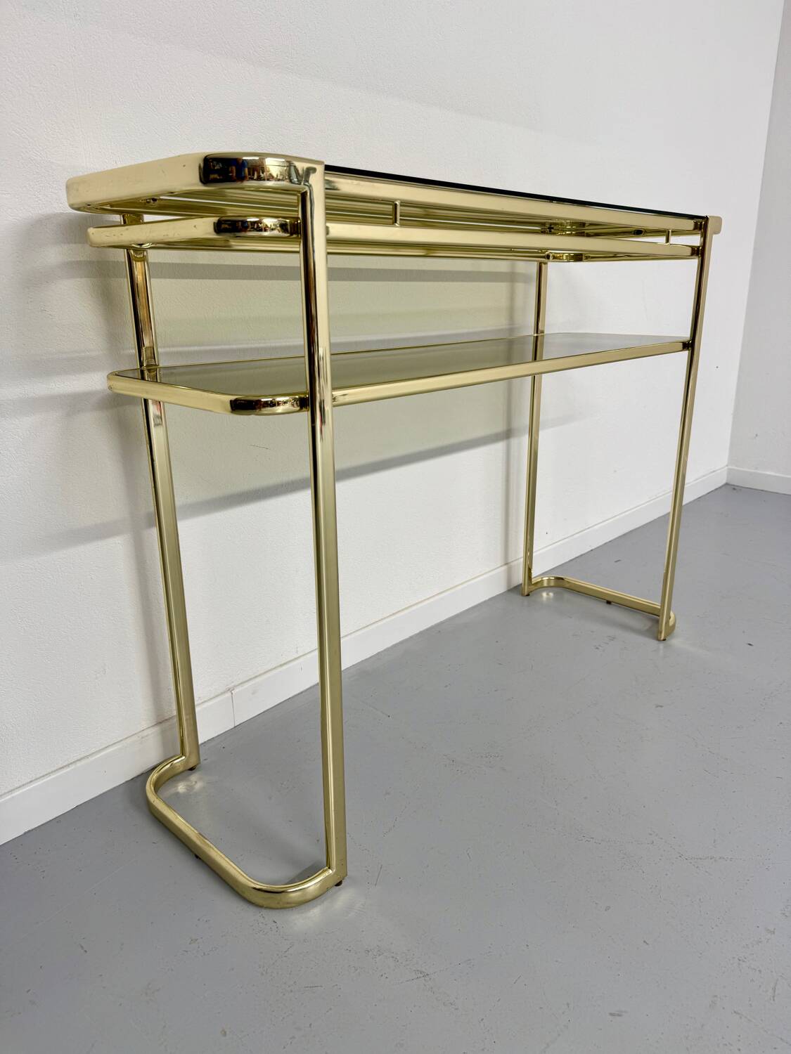 Antique gilt brass console table by Italian designer Milo Baughman for More