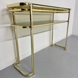 Antique gilt brass console table by Italian designer Milo Baughman for More