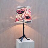 Modernist wrought iron lamp with wool lampshade, France 1950
