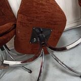 Set of 6 chrome velvet bucket chairs from the 70s