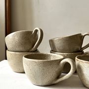 6-cup ceramic coffee service, handcrafted 1970.