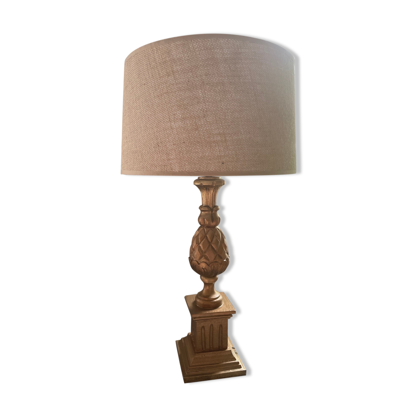 Lampe en bois ananas années 70