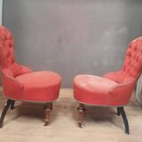 Pair of upholstered toad chairs
