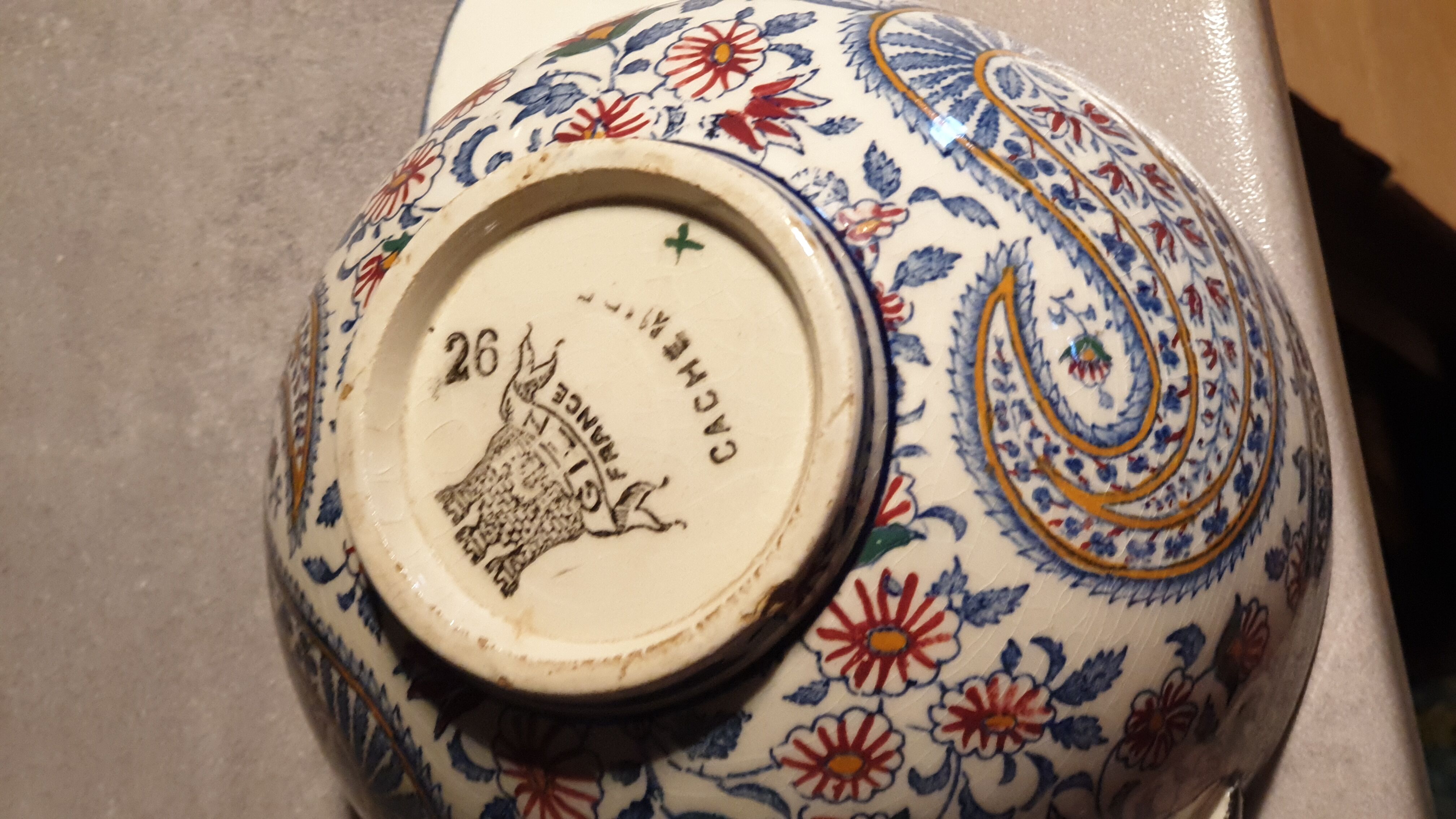 Bowl earthenware of gien cashmere decoration