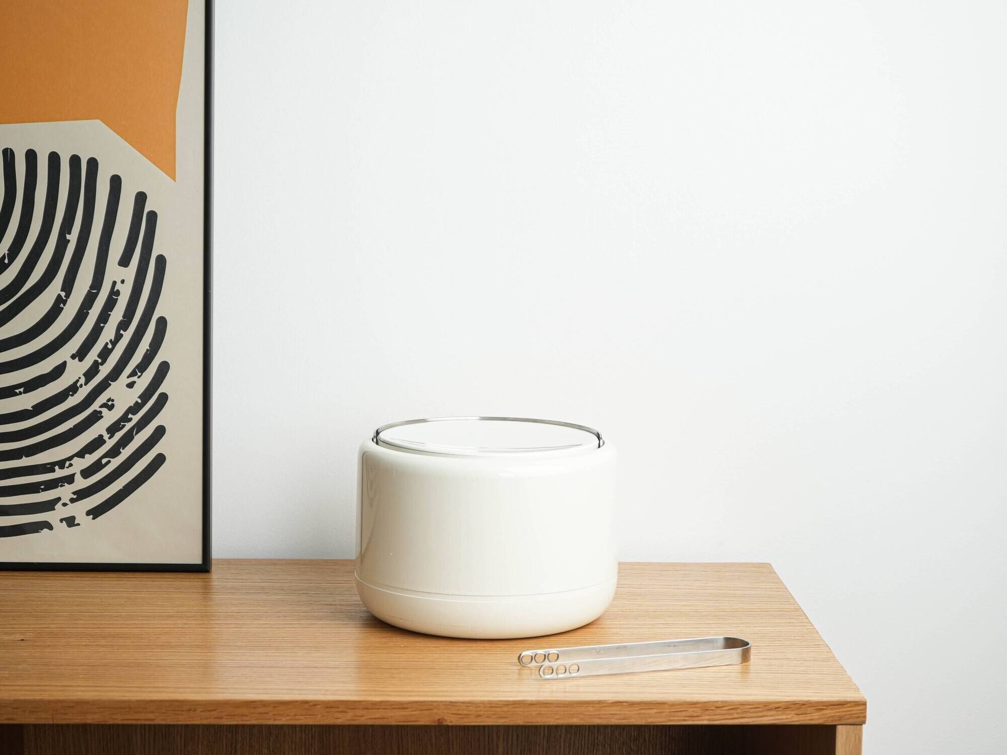 Stelton Ice Bucket in White with Steel Detail, Danish Design, 1970s