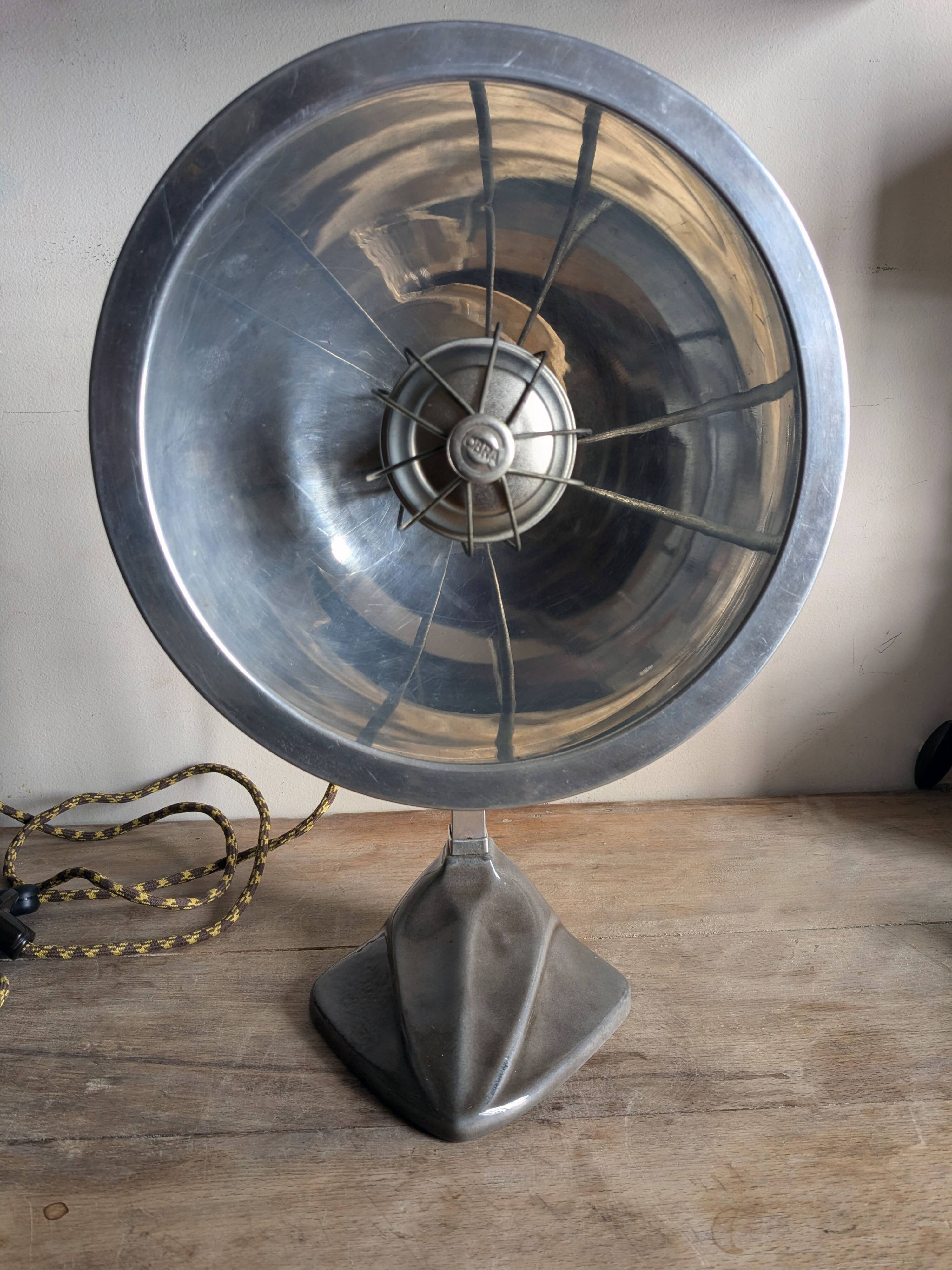 Cobra parabolic lamp with enameled cast iron base, Art Nouveau.