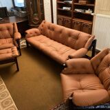 Rare set by JEAN GILLON, TIJUCA salon - 5 pieces - rosewood & leather