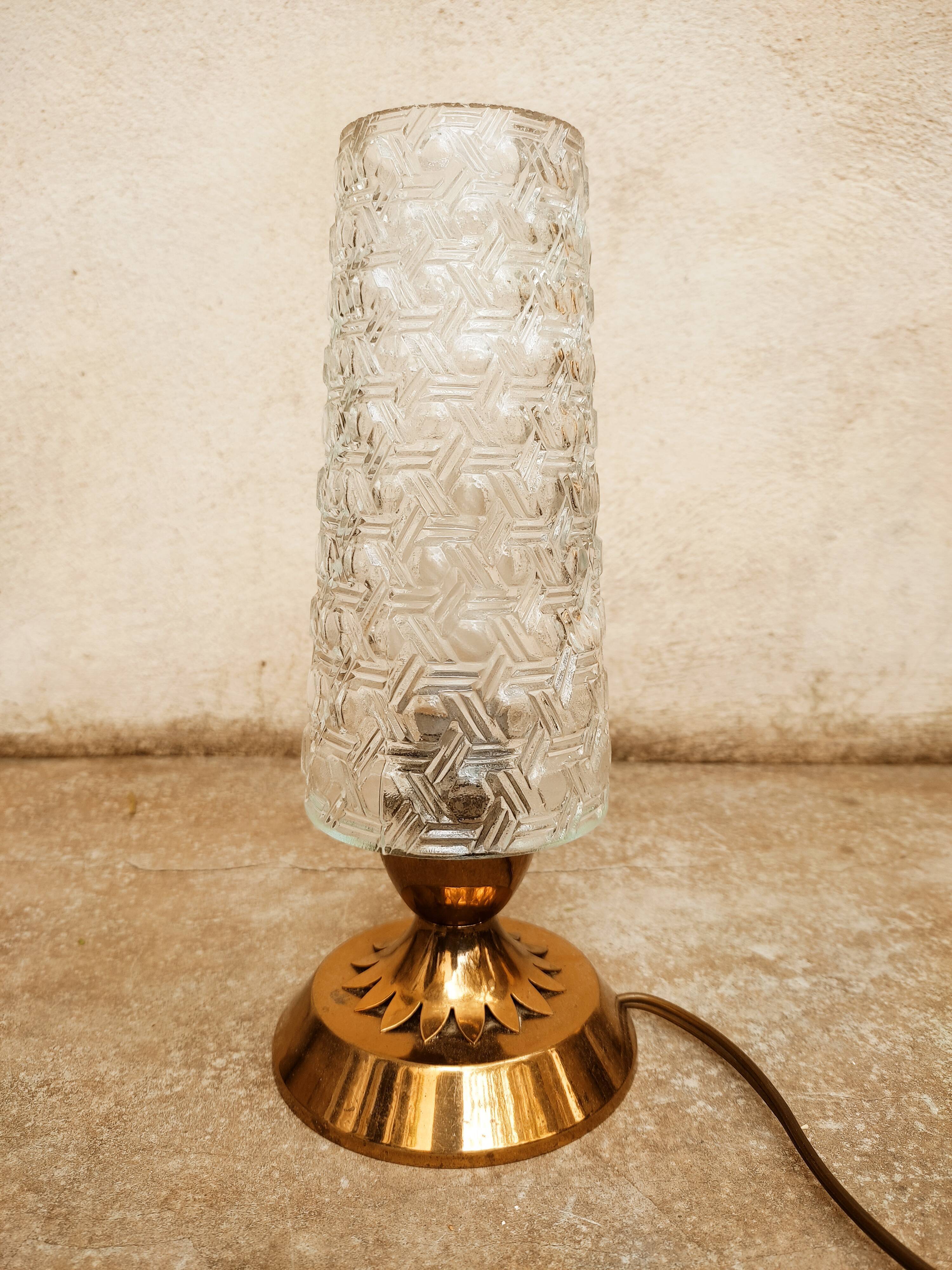 Brass and glass lamp 50s