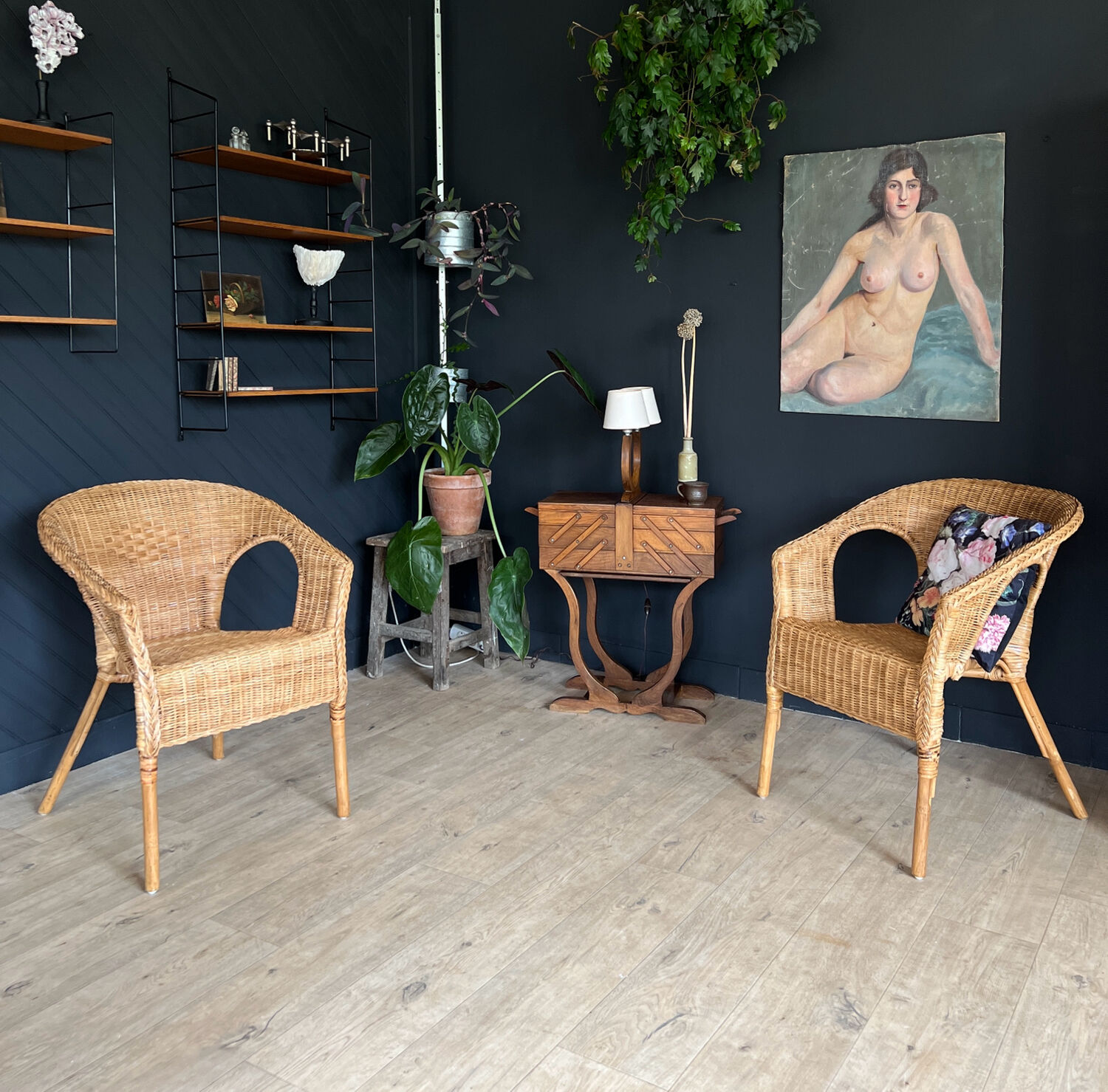 Paire de fauteuils en rotin et osier
