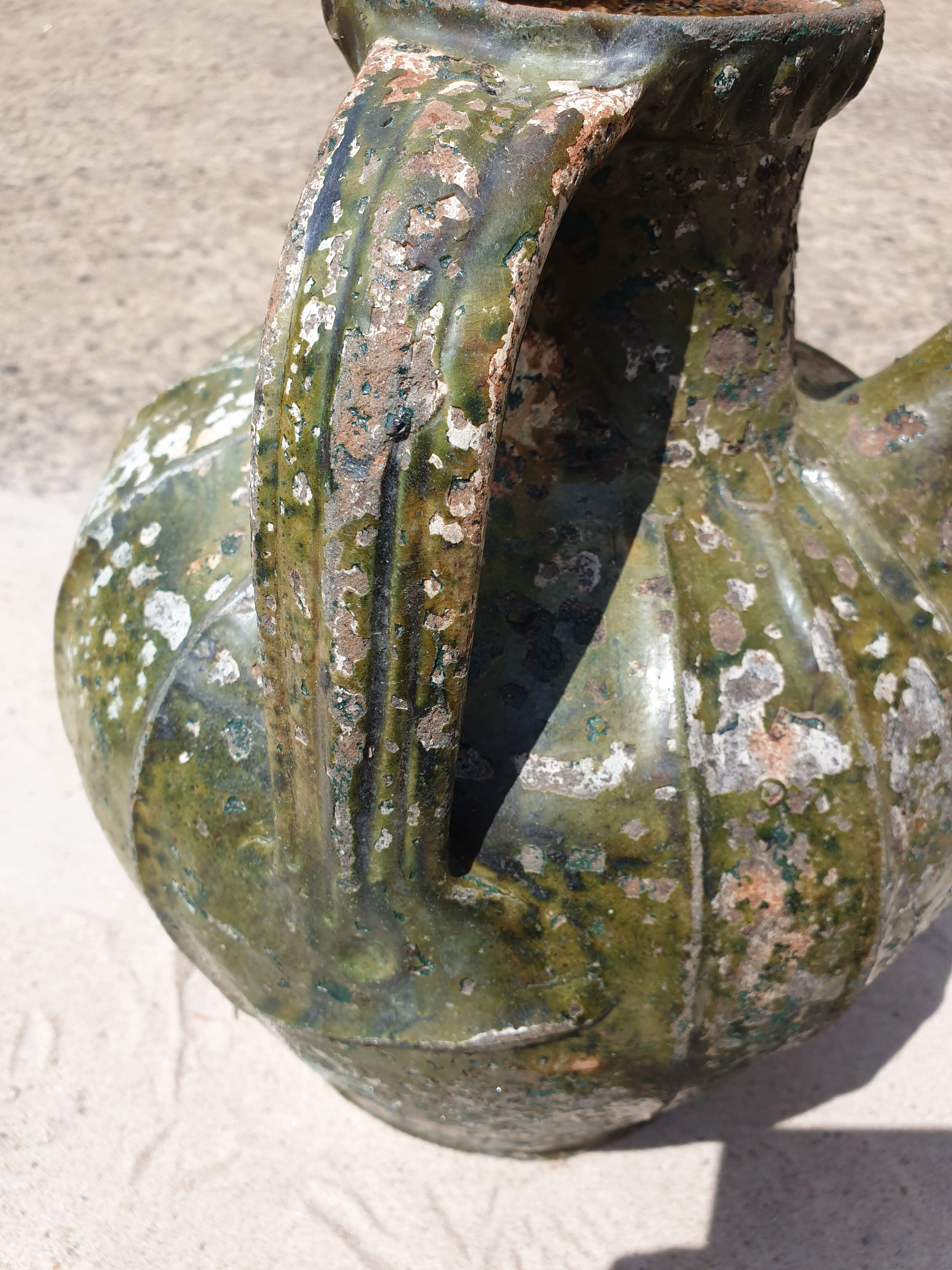 Dig jug pottery vase ancient terracotta green