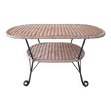 Rattan and wrought iron coffee table