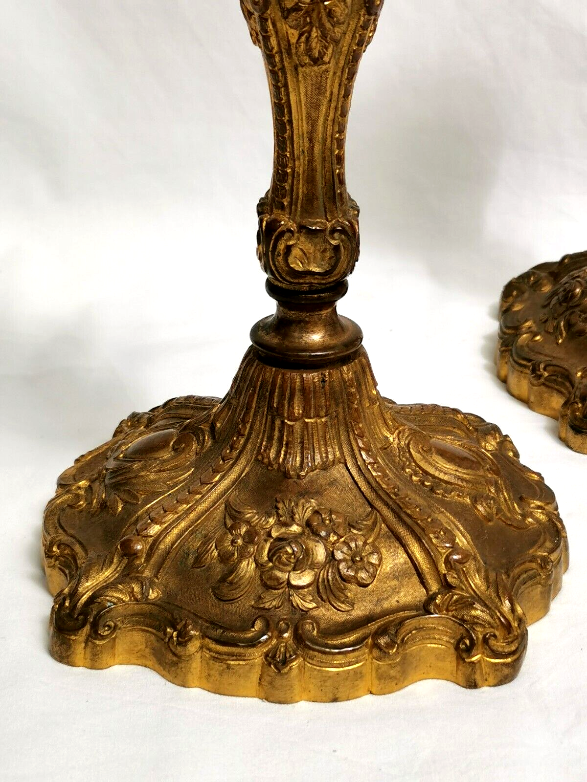 Pair of old candlesticks in Gilded Bronze ---- Signed!