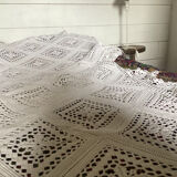 Couvre lit crochet en coton blanc à losanges
