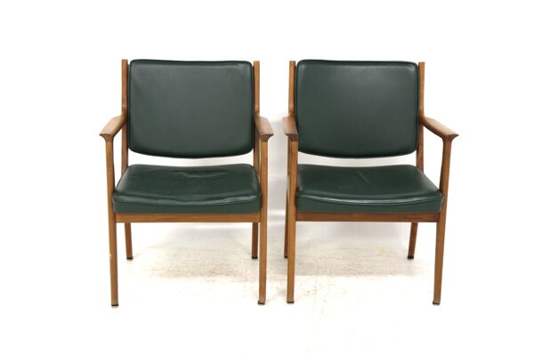 Set de 2 fauteuils en cuir, Karl Erik Ekselius, Suède, 1960