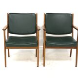 Set de 2 fauteuils en cuir, Karl Erik Ekselius, Suède, 1960