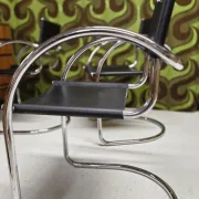 Set of 4 Bauhaus leather armchairs in chrome metal 1970/1980