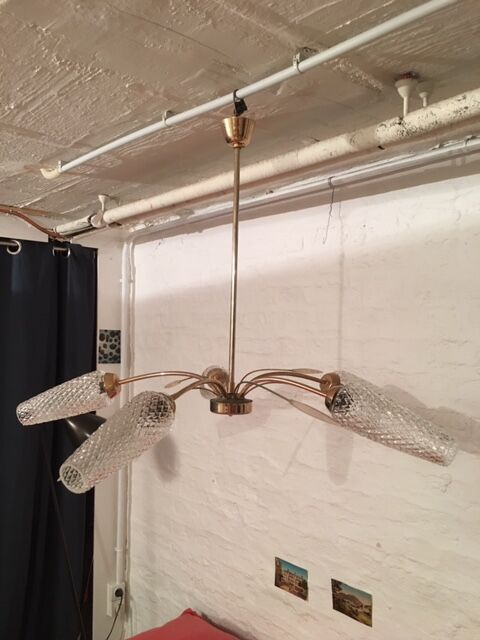 1960 epi chandelier in metal and glass