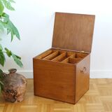 Large wooden box with brass handles