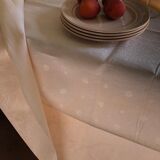 Nappe ancienne en damassée coton teintée en rose thé