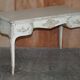 Antique Louis XV style flat desk painted with stool.