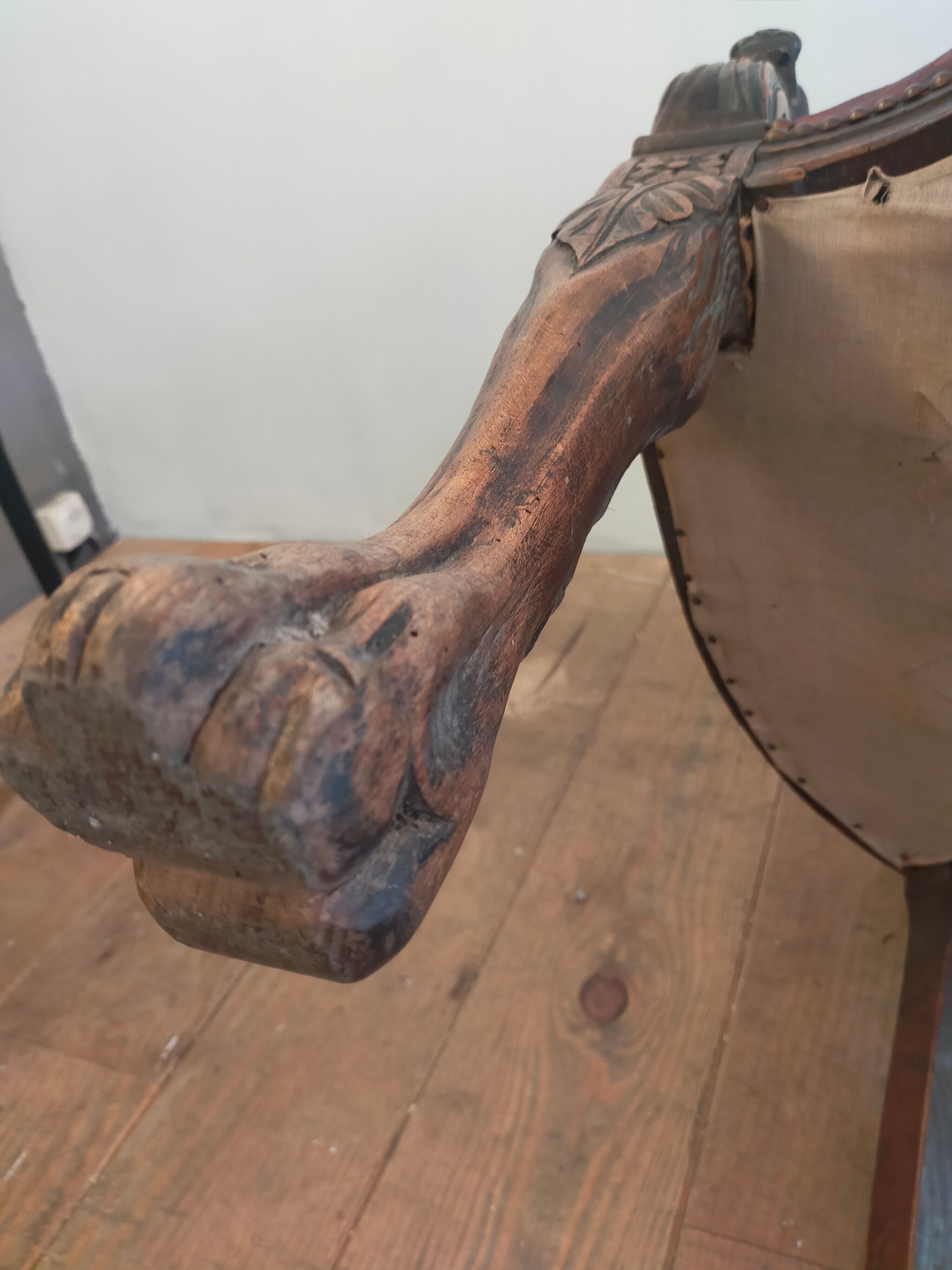 1920 sculpted office armchair with griffon head