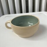 4 handcrafted beige & blue glazed earthenware cups