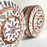 Handcrafted terracotta wall lamp enamelled bordeaux center