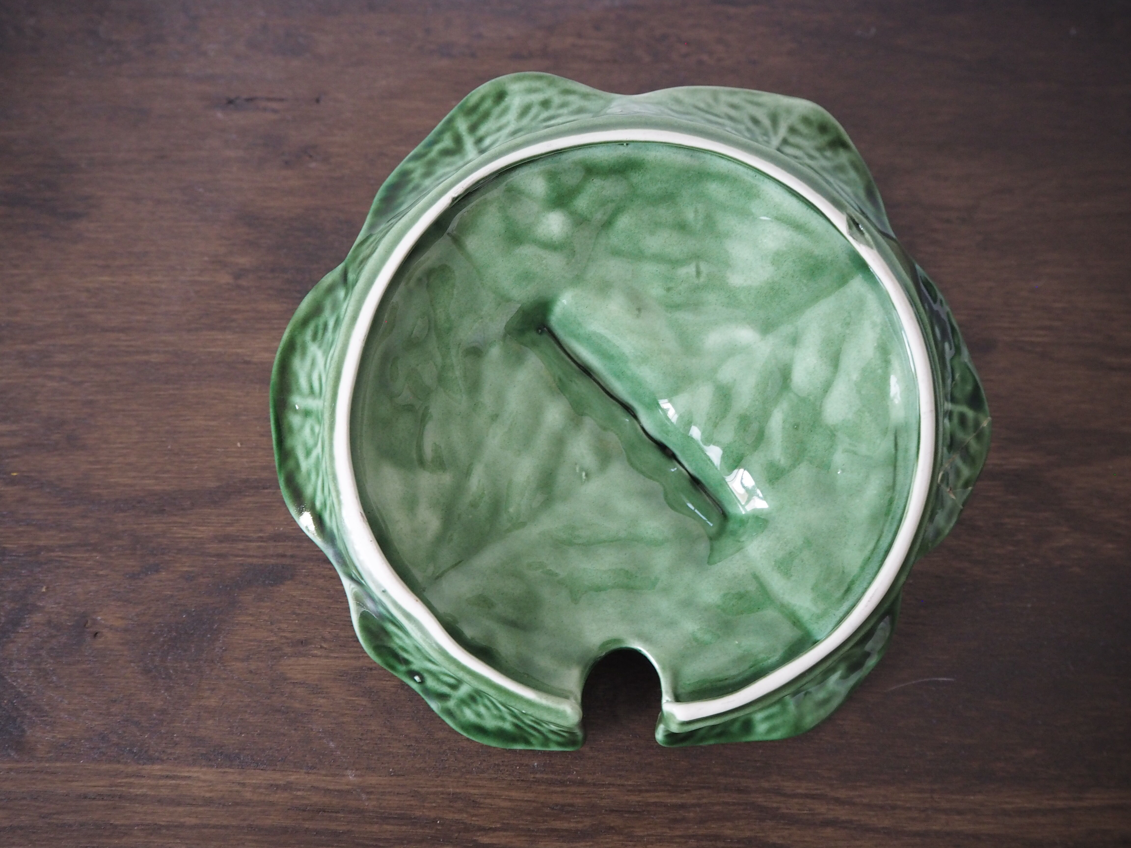 Souptureen and dish in cabbage slip