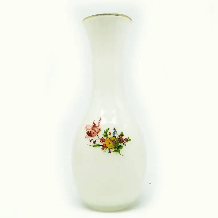 Mid-century modern vase, latticino glass, Poland, 1970s