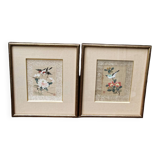 Pair of paintings on silk, China, trendy birds