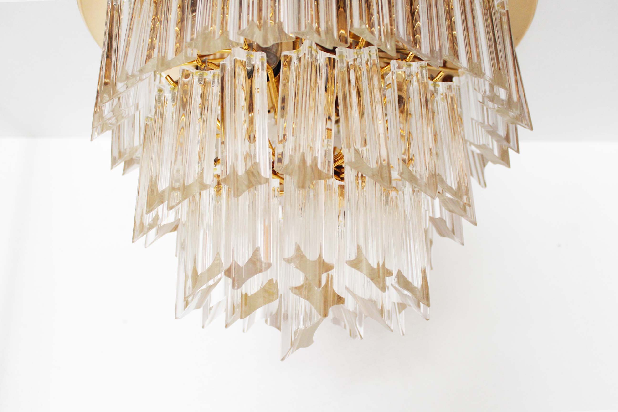 Incredible and large 'Triedri' flush mount light by Paolo Venini for Venini