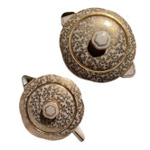 Théière et sucrier rose et doré Limoges Charles Ahrenfeld