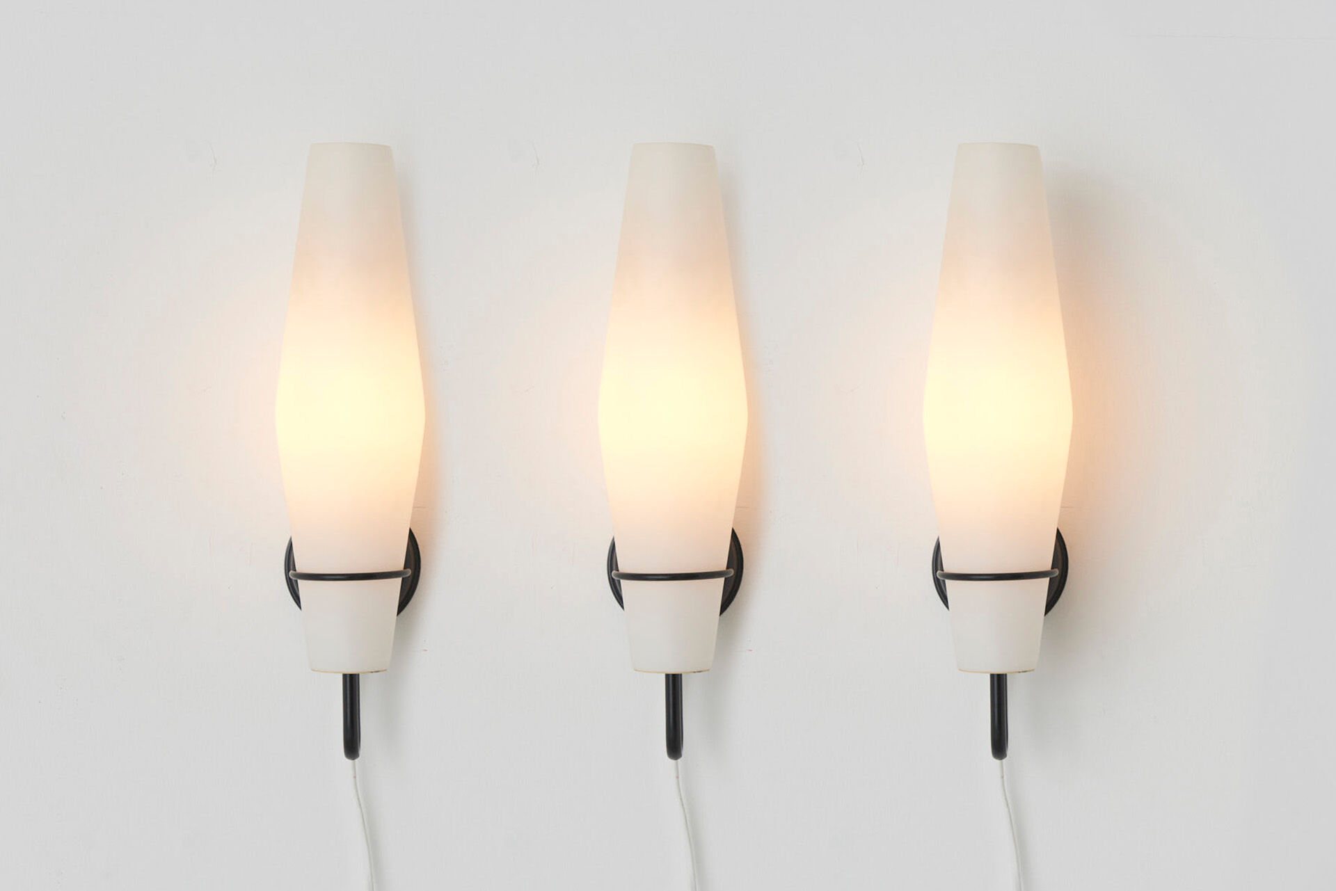 Set of 3 Sconces in Opaline Glass By Raak Amsterdam, Netherlands - 1960's