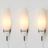 Set of 3 Sconces in Opaline Glass By Raak Amsterdam, Netherlands - 1960's